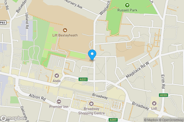 Map location for Orchard House, 62 Woolwich Road,  Bexleyheath, Kent, DA7 4HU
