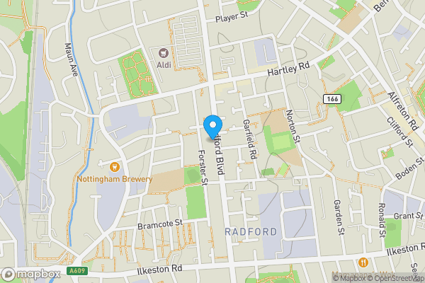 Map location for 121 Radford Boulevard, Nottingham NG7 3BS