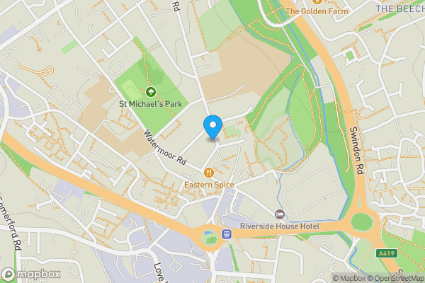 Map location for 100 Victoria Road, Cirencester, Gloucestershire, GL7 1HA