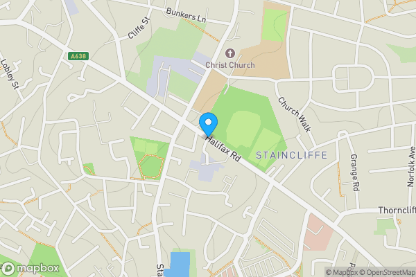 Map location for Land at Staincliffe Mill Yard, Halifax Road, Staincliffe, Dewsbury, West Yorkshire WF13 4AR