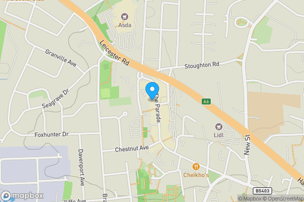 Map location for Flat 6, 80 The Parade, Oadby, Leicester LE2 5BF