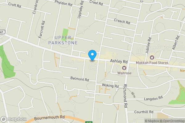 Map location for 383 Ashley Road, Parkstone, Poole, Dorset, BH14 0AT