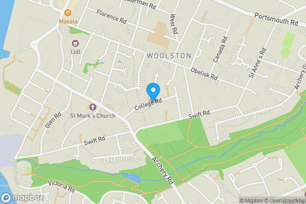 Map location for college road, woolston