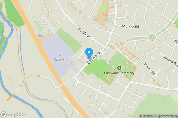 Map location for Land at the rear of 128 Church Street Eastwood, Nottingham, Nottinghamshire, NG16 3HT