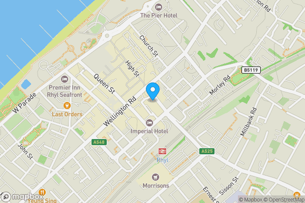 Map location for 66, 66A High street and 1A Wellington Road, Rhyl, LL18 1UB