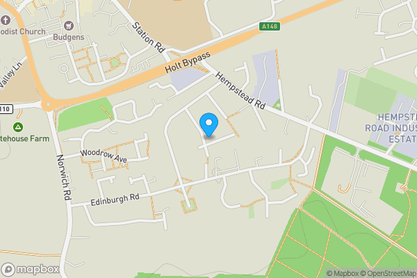 Map location for 12 Kings Road, Holt, Norfolk, NR25 6DB