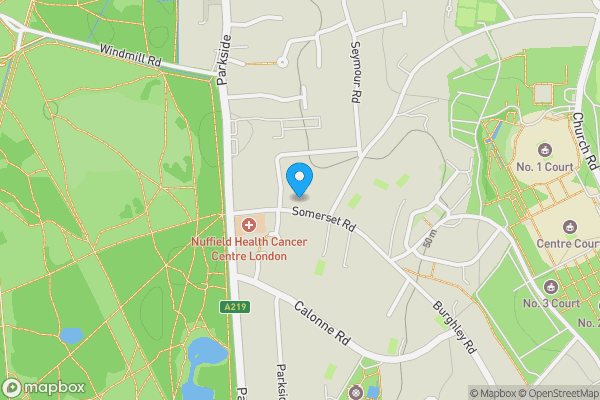 Map location for Hazel House, 9 Somerset Road, Wimbledon Village, London, SW19 5JU