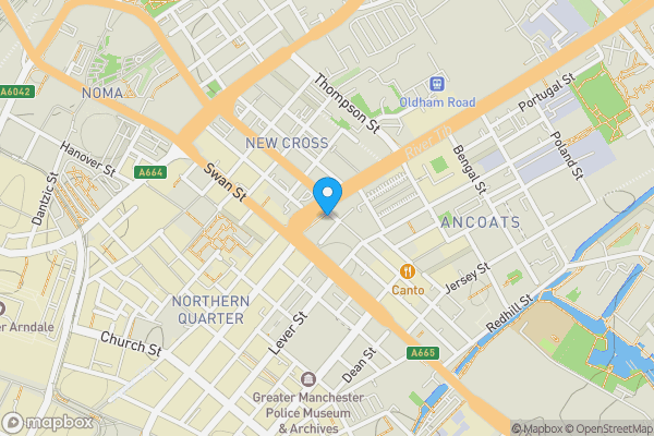 Map location for Apartment 402, 6 Oldham Road, Manchester, M4 5DB