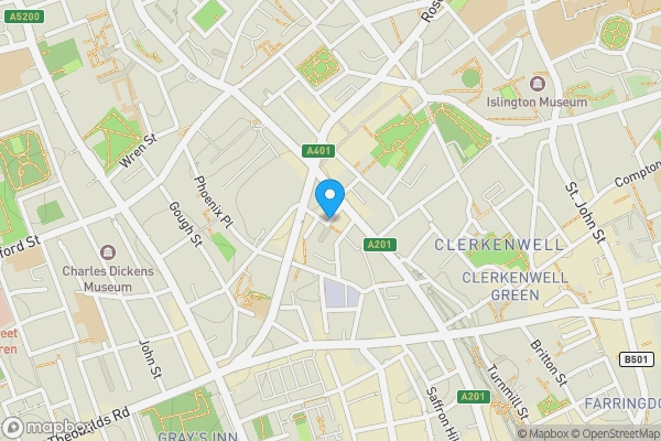 Map location for Topham Street, London, EC1R 5HH