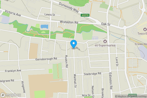 Map location for Walthall Street, Cheshire, CW2 7LA