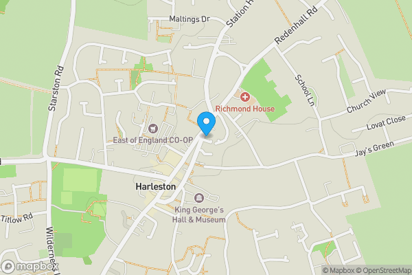 Map location for 2 Redenhall Road, Harleston, Suffolk, IP20 9EN