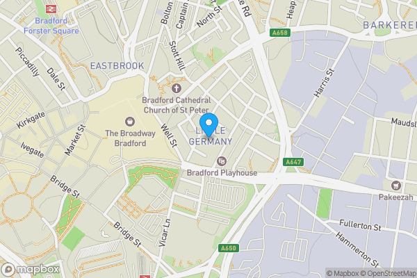 Map location for Apartment 23, 4 Hick Street, Bradford, West Yorkshire, BD1 5AW