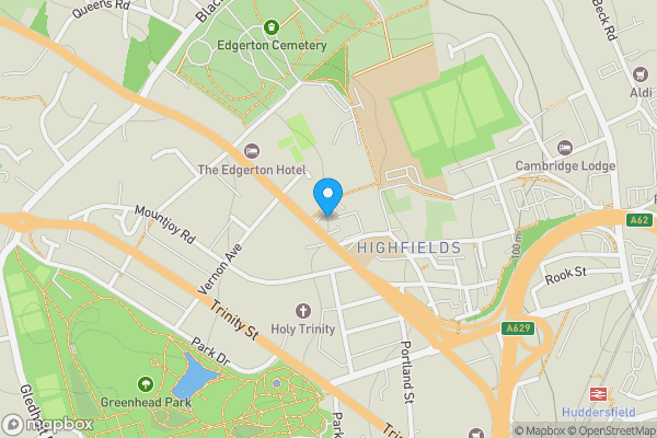 Map location for Land to the rear of, 70 New North Road, Huddersfield, Kirklees, HD1 5NE