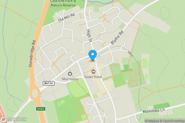 Map location for 74-76 High Street, Coleshill, Warwickshire, B46 3AH