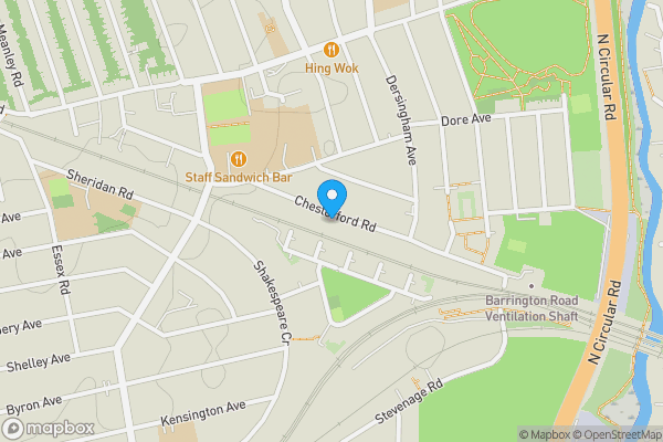 Map location for 64 Chesterford Road, Manor Park, London, E12 6LB