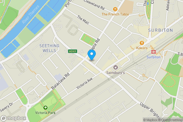 Map location for Acqua Kitchens, Units 2 and 3, 40 to 48 Brighton Road Surbiton London KT6 5PL
