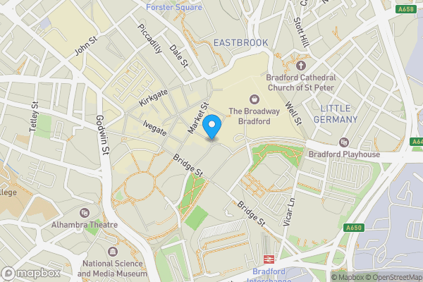 Map location for Broadway, Bradford, West Yorkshire, BD1 1JB