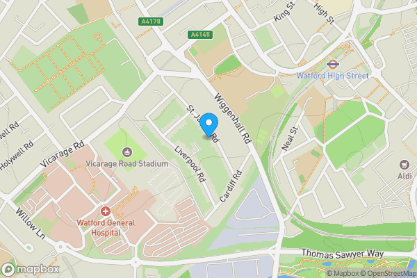 Map location for 70A St. James Road, Watford, Hertfordshire, WD18 0DX