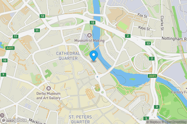 Map location for Apartment 41 Cathedral View, Full Street, Derby, Derbyshire, DE1 3AF