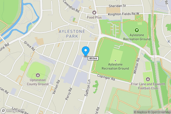 Map location for 34 Percy Road, Leicester LE2 8FP