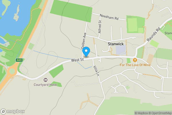 Map location for 23 West Street, Stanwick, Wellingborough, Northamptonshire NN9 6QY
