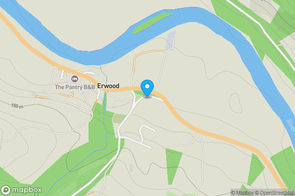 Map location for Erwood, Builth Wells, Powys.