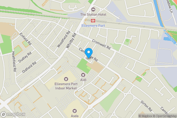 Map location for Apartment 8 Cambridge Court, Ellesmere Port, Merseyside, CH65 4AQ