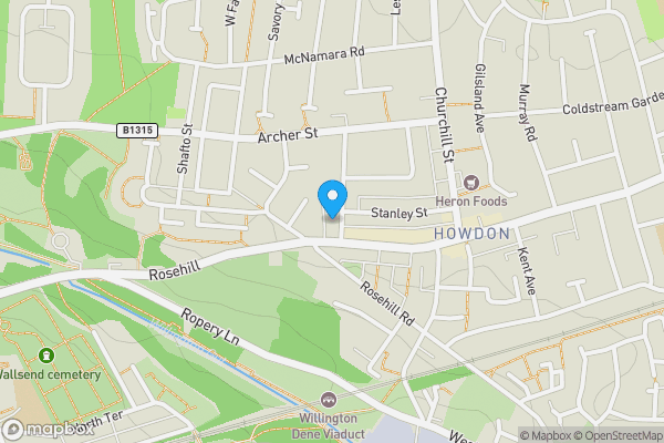 Map location for 4 Shakespeare Street, Wallsend, Tyne And Wear, NE28 7DE