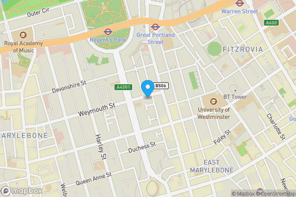Map location for Raised Ground Floor Medical Unit at Stone House, 9 Weymouth Street, Marylebone, London, W1W 6DB