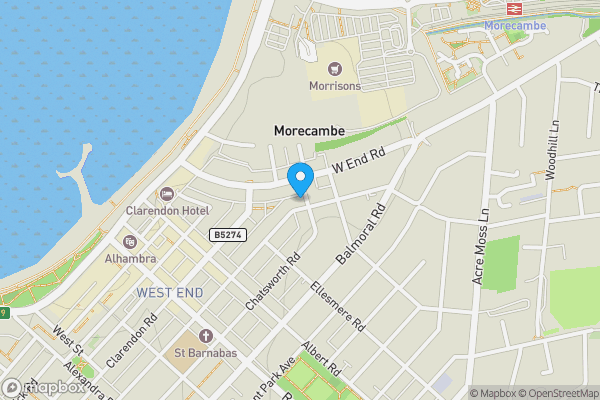 Map location for 1a Chatsworth Road, Morecambe, Lancashire, LA4 4JG