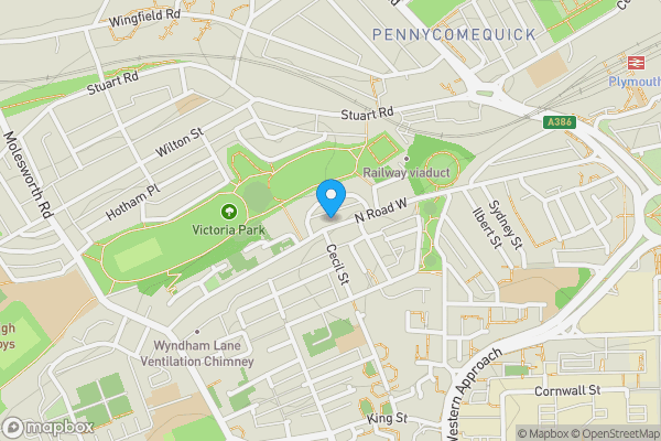 Map location for Lower Ground and Ground Floor Flat, 286 North Road West, Plymouth, Devon PL1 5DQ