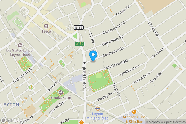 Map location for Flat B, 10 Colchester Road, London, E10 6HA
