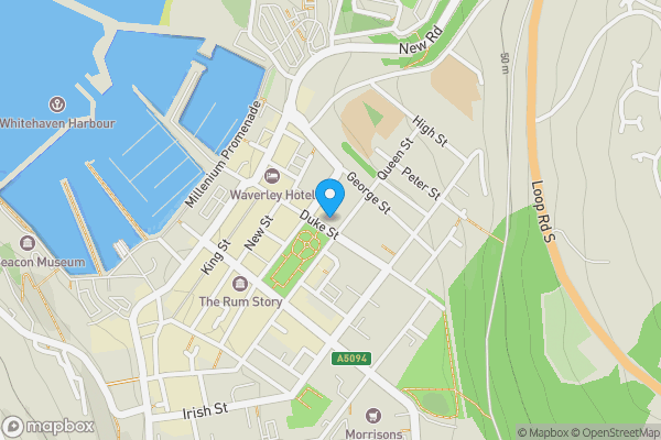 Map location for Flat A 28 Duke Street, Whitehaven, Cumbria, CA28 7EU