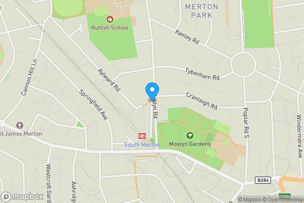 Map location for Mostyn Road, London, SW19 3LS