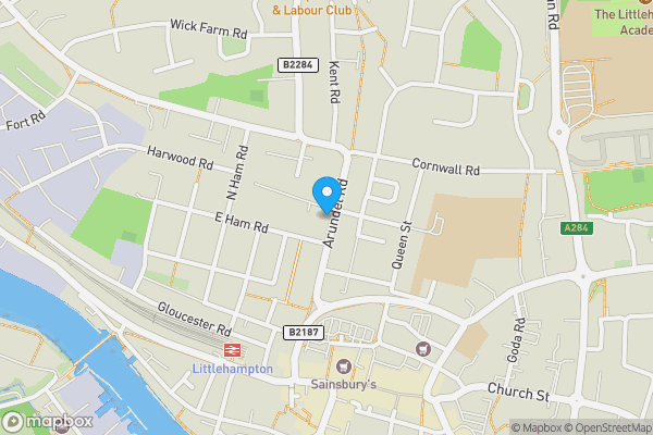 Map location for Flat A, 67 Arundel Road, Littlehampton, West Sussex, BN17 7DE