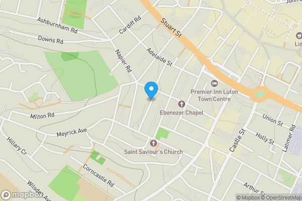 Map location for A & B, Rear of 6 Stanley Street, Luton, Bedfordshire, LU1 5AN