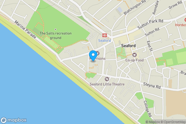 Map location for Land At The Junction Of West Street And Green Lane, Seaford, East Sussex, BN25 1EE