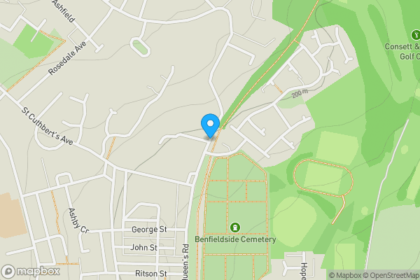 Map location for Queens Road, Consett , DH8 0BQ
