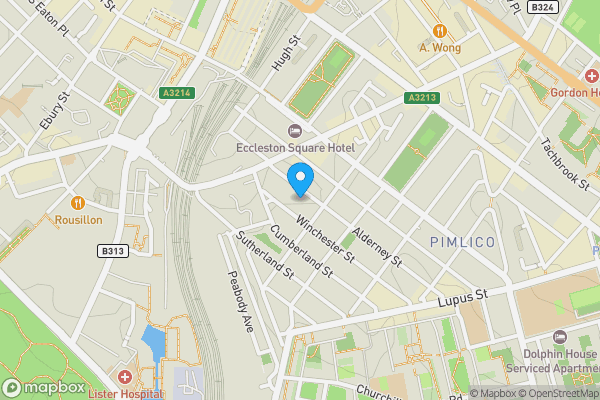 Map location for Flat E, 62 Alderney Street, Pimlico, London, SW1V 4EX