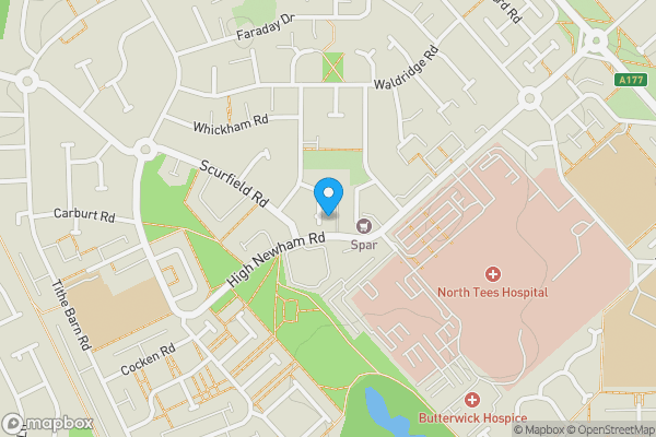 Map location for 14 High Newham Court Stockton-on-Tees County Durham TS19 8PD