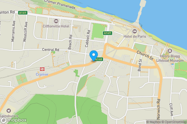 Map location for West Street, Cromer, Norfolk, NR27 9EW