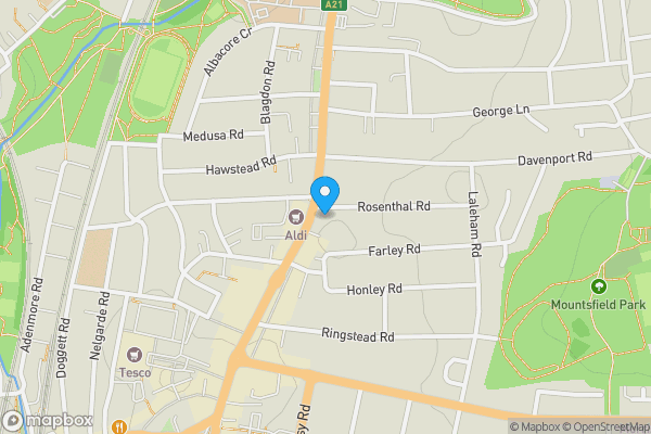 Map location for Flat 18 Rosenthal House, 45 Rushey Green, Catford, London, SE6 4AR