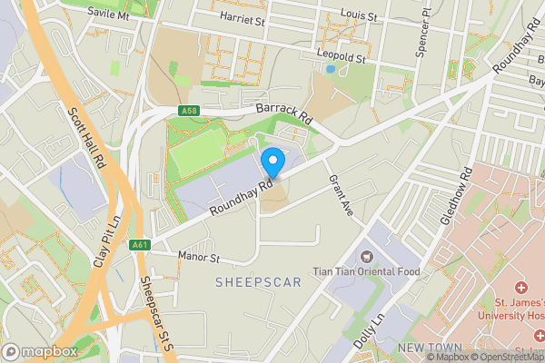 Map location for Development Land At Roundhay Road, Leeds, West Yorkshire, LS7 3AJ