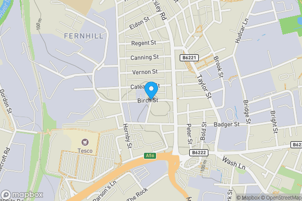 Map location for Birch Street, Bury, Lancashire, BL9 5AL