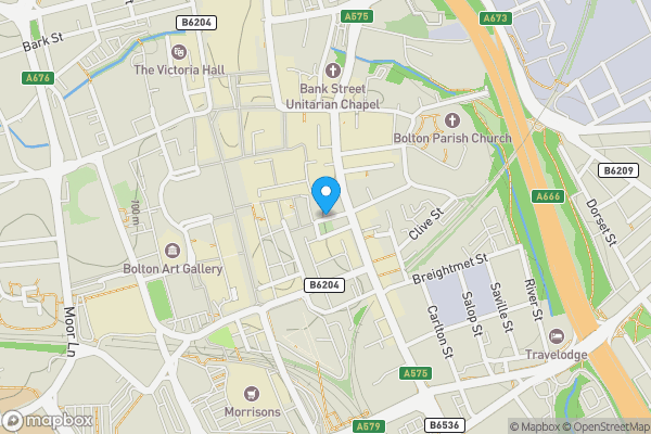 Map location for Flat 30 ,The Pack Horse Nelson Square, Bolton, BL1