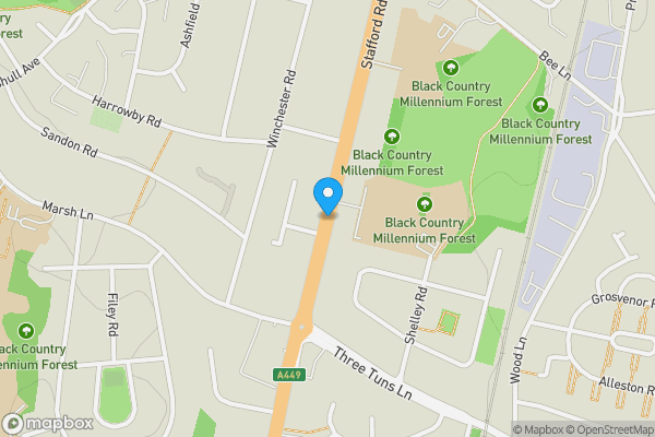 Map location for 8 Parcels of Land on Stafford Road, Wolverhampton, West Midlands, WV10 6DF