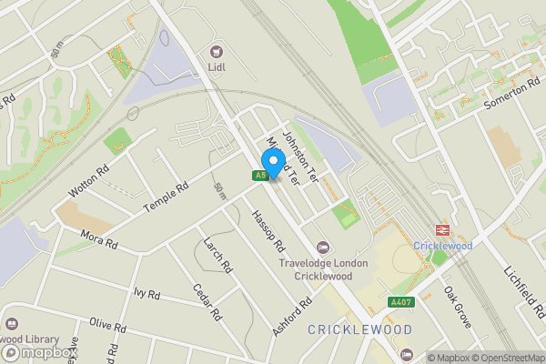 Map location for Land Adjacent at Burlington Parade, Cricklewood Broadway, London, NW2 6QW