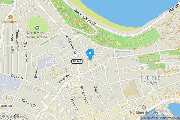 Map location for 14 New Queen Street, Scarborough, North Yorkshire YO12 7HL