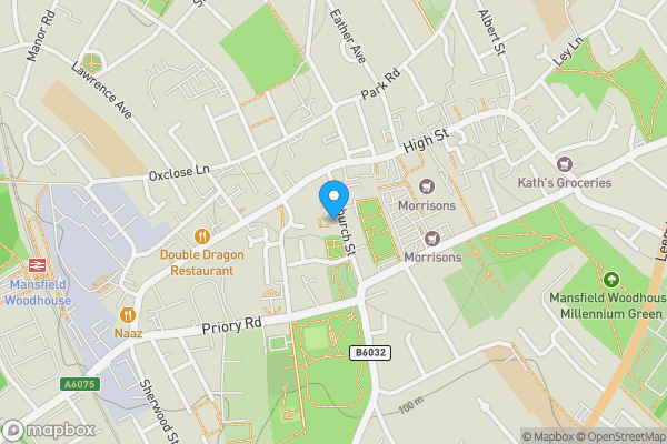 Map location for Former Saville House School, 11 Church Street, Mansfield Woodhouse, Nottinghamshire, NG19 8AH