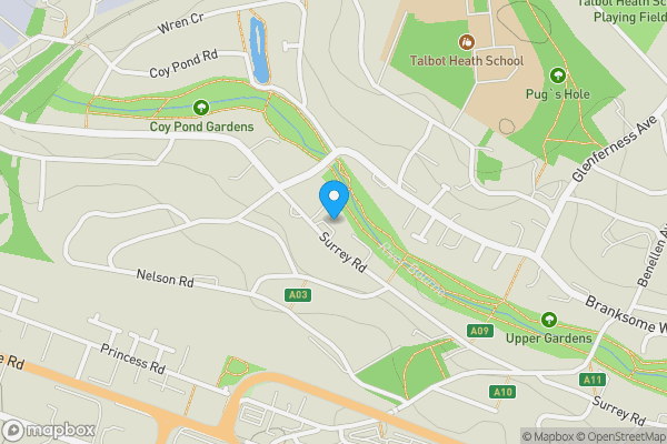 Map location for 15 Garages at Woodside, 55 Surrey Road, Bournemouth, Dorset, BH4 9HS